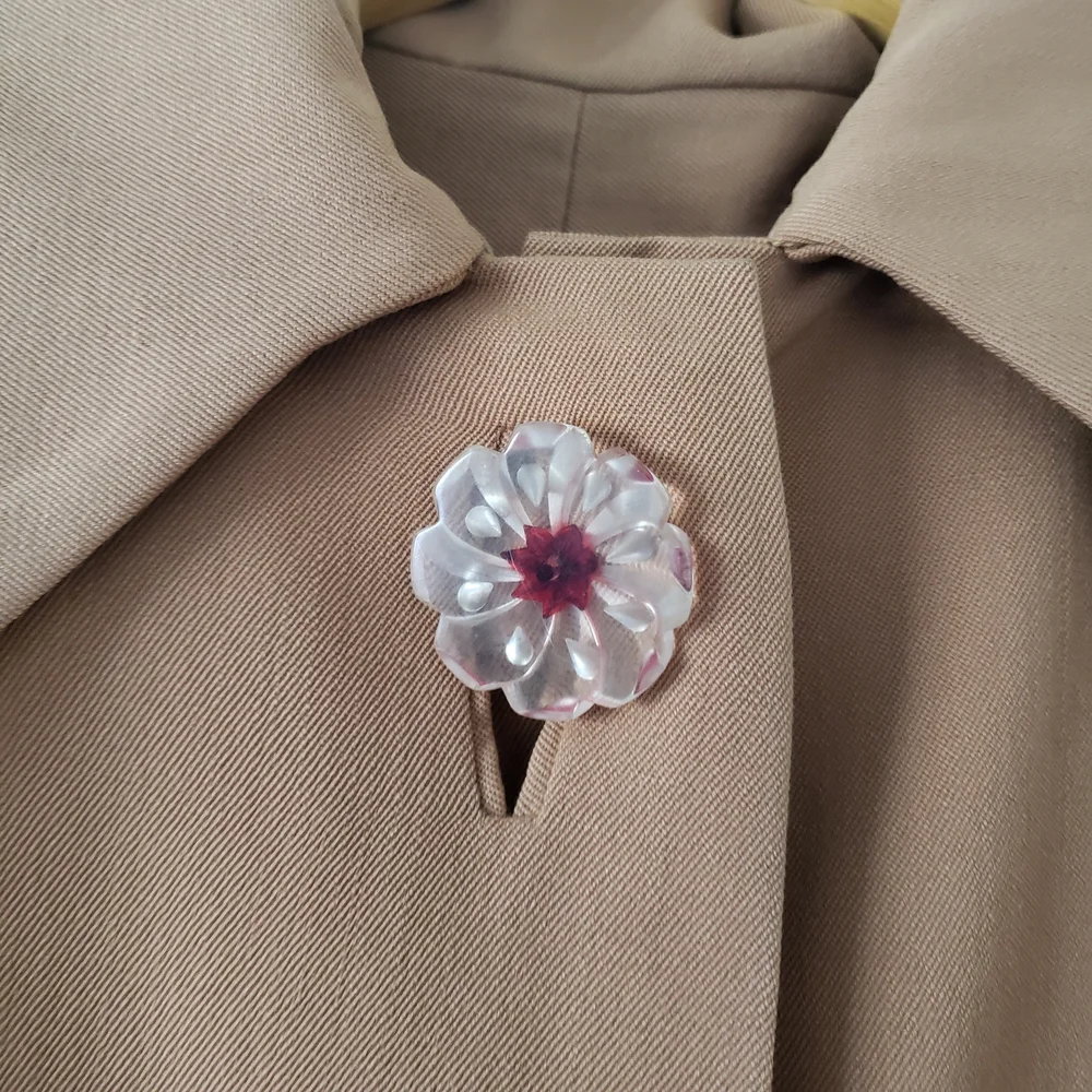 1940s 1950s Vintage Wool Camel Tan Longsleeve Car Swing Coat Lucite Button #28 - Picture 7 of 16